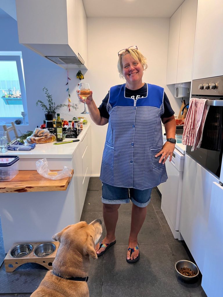 Me in my kitchen in my Portuguese apron
