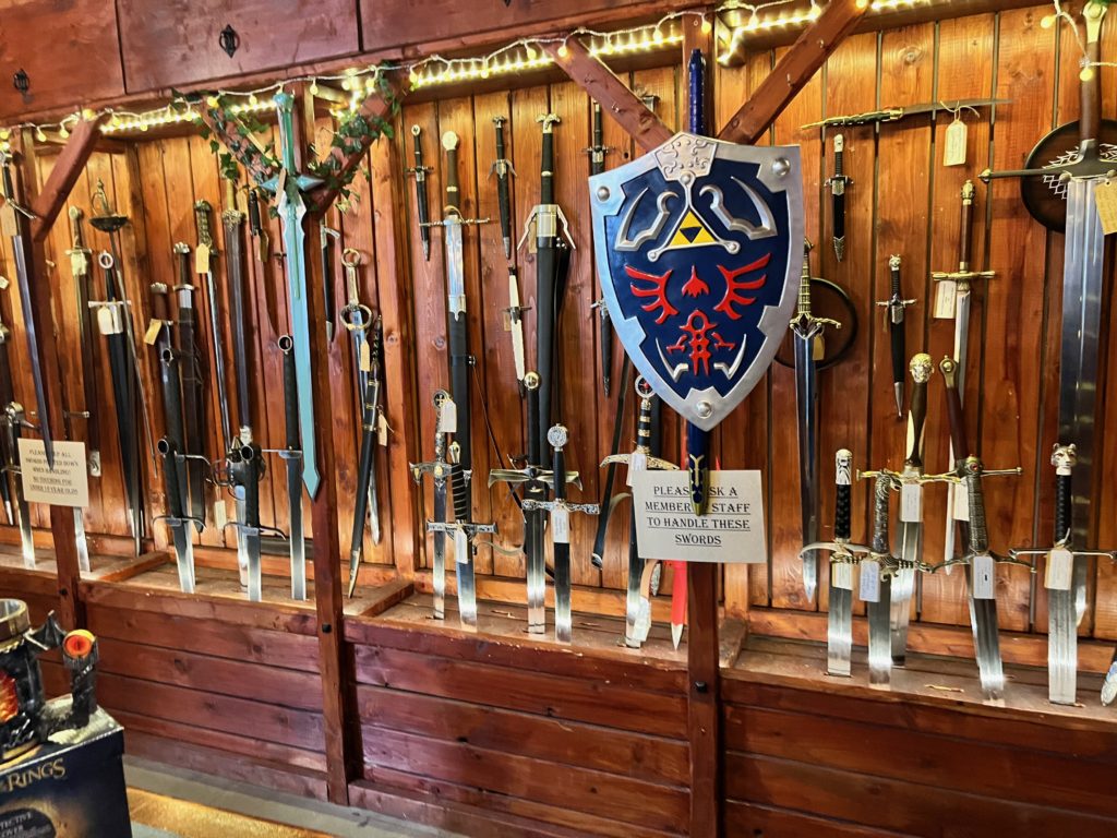 The wall of swords at Knights vault Edinburgh Scotland