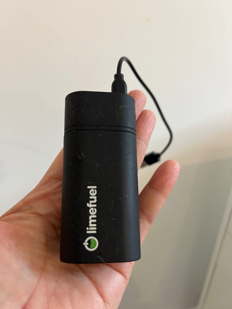 Limefuel small battery charger for charging phones and other devices.