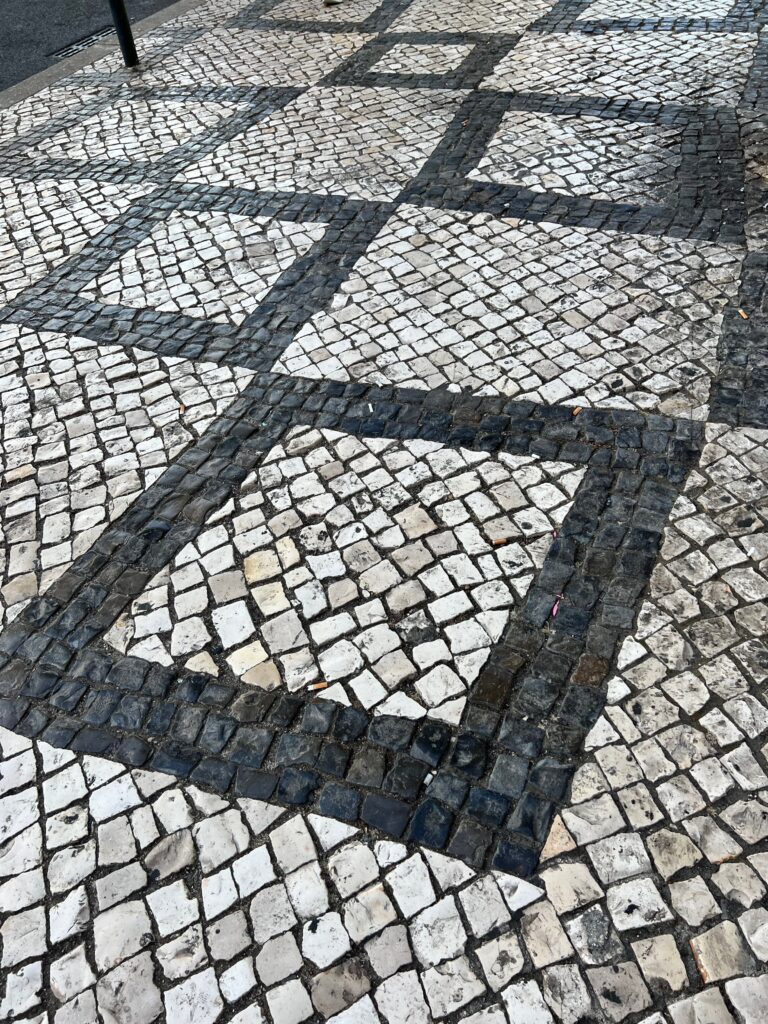 Decorative cobblestone streets that are uneven and hard to walk on 